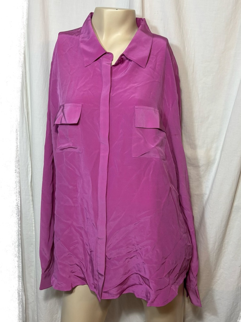 Garnett Hill women’s silk pink long sleeve button down top blouse size 16